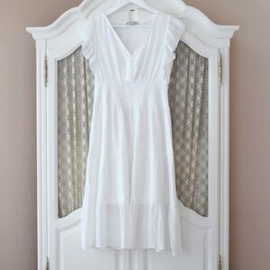 J. Gee White Flutter Sleeve Midi Dress